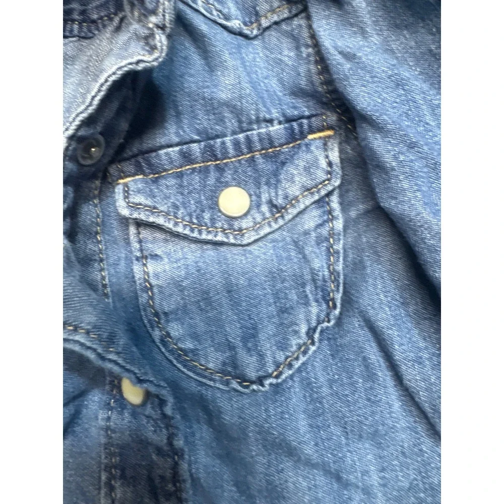 Gap Denim Toddler 2T Long Sleeve Blue Chambray Snap Button Down Shirt